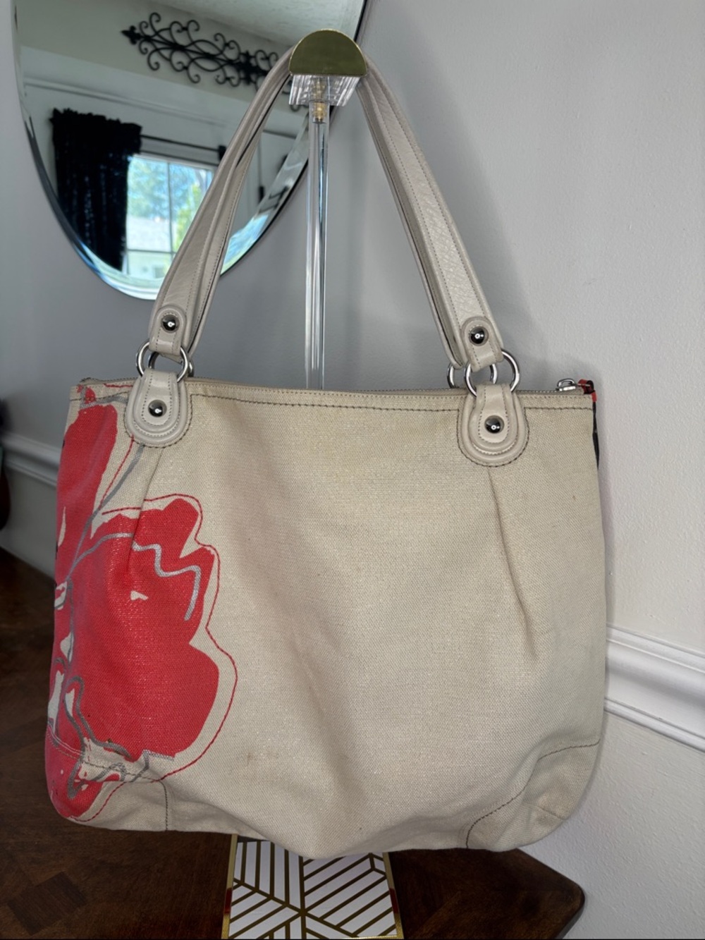 COACH POPPY Signature Coral Placed Flower Glam Limited Edition Tote Bag - Picture 3 of 15